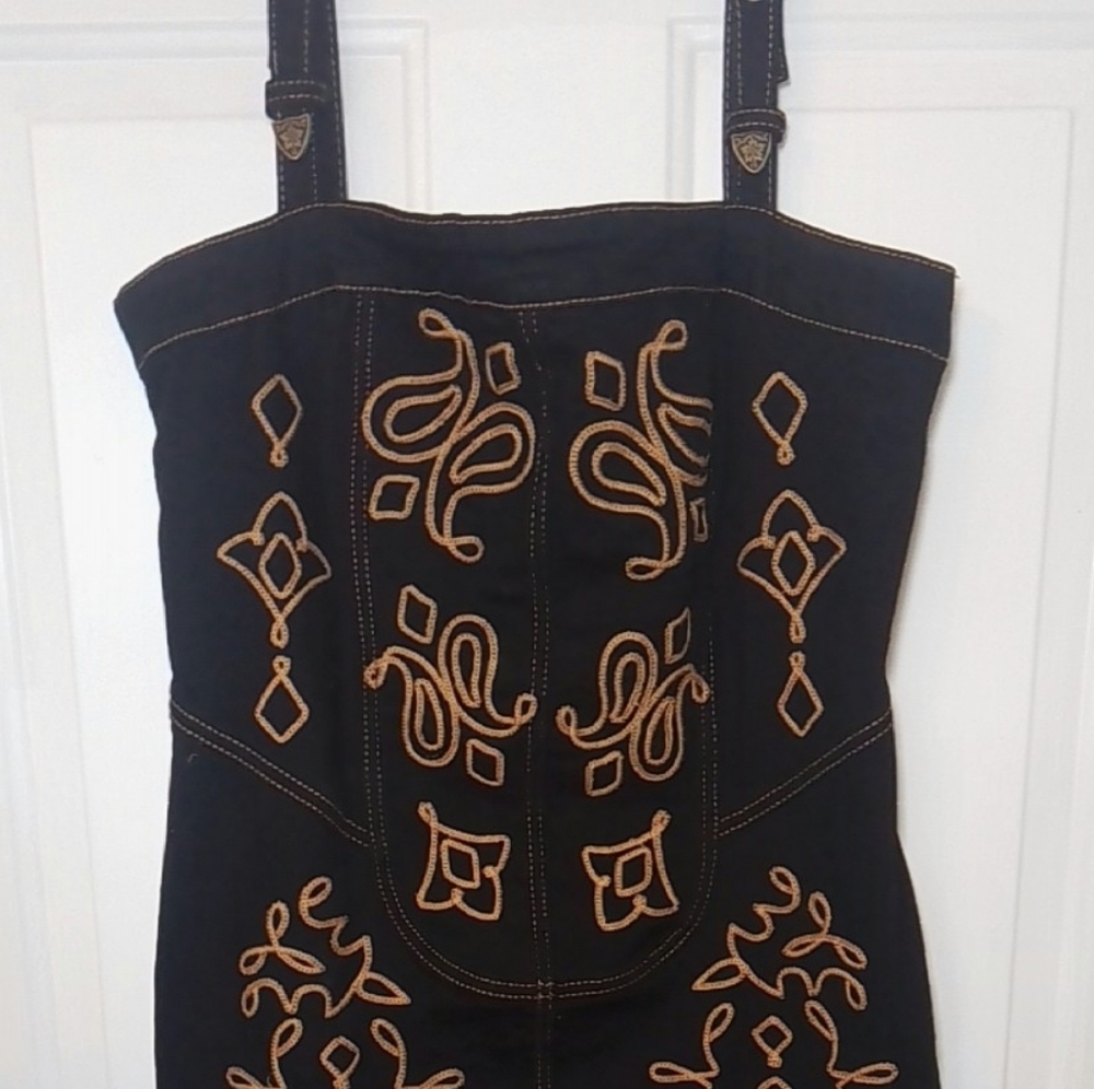 Embroidered Black and Tan Dress